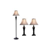 StyleCraft Home Collection Signature  Bronze Wood Floor and Table Lamp Set
